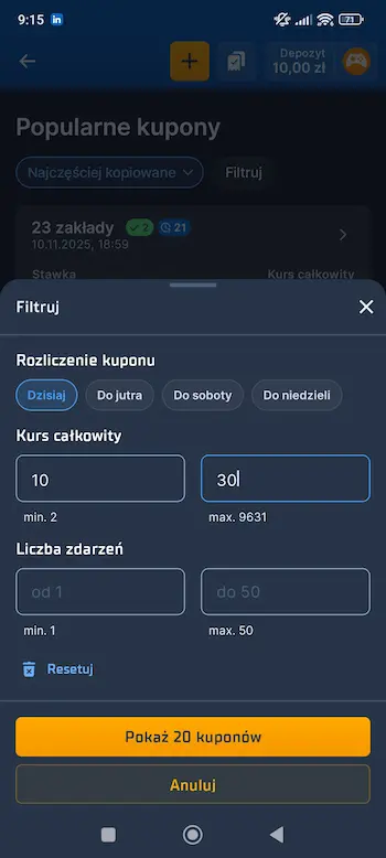 Strefa Inspiracji STS filtrowanie